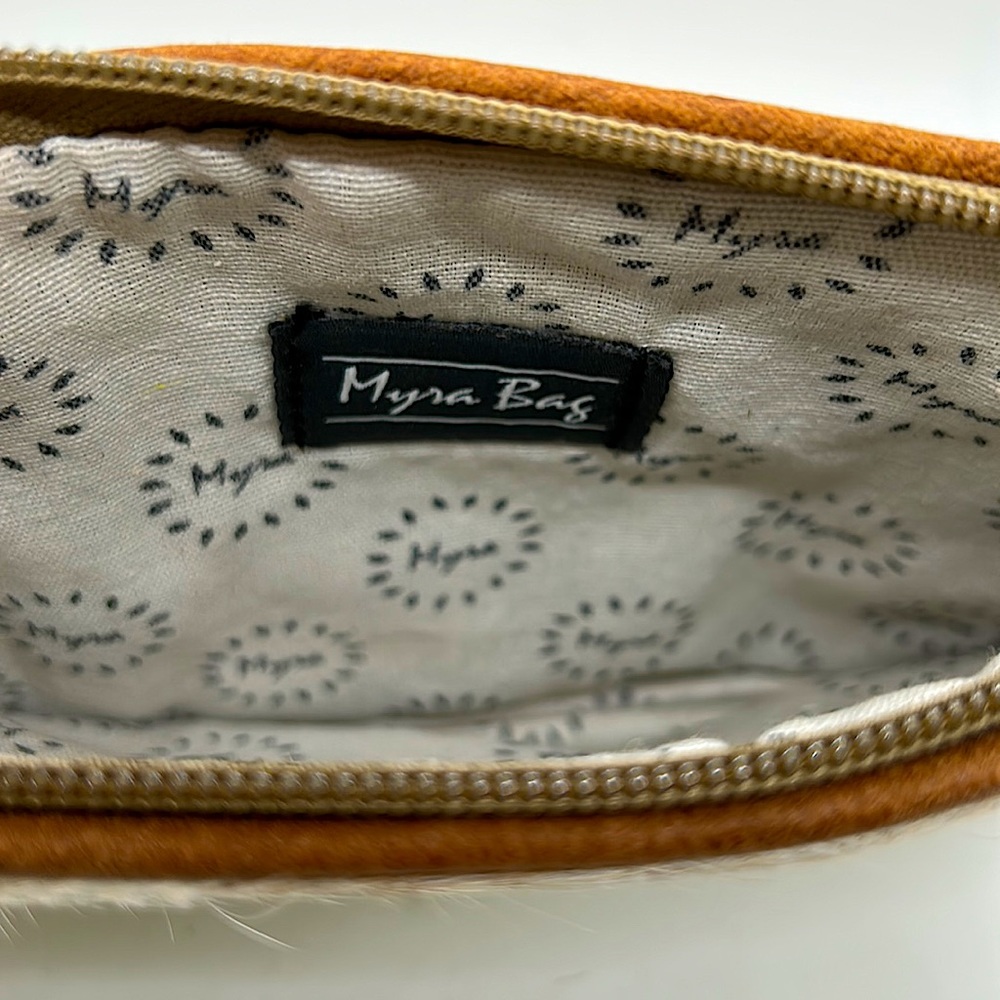 Myra Bag NWT White & Brown Hairon Small Clutch Bag Purse - Picture 3 of 3